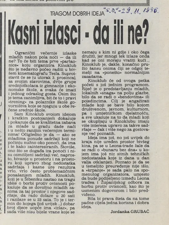 Prije 25 godina u Kinu Tesla osnovan je Kino klub: Od Giuliana preko modnih revija do srednjoškolskih partija