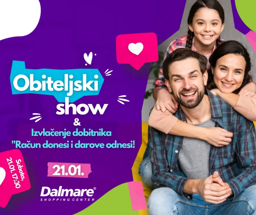 Ne propustite sniženja u Dalmare centru, zabavni obiteljski show i izvlačenje dobitnika nagradne igre!