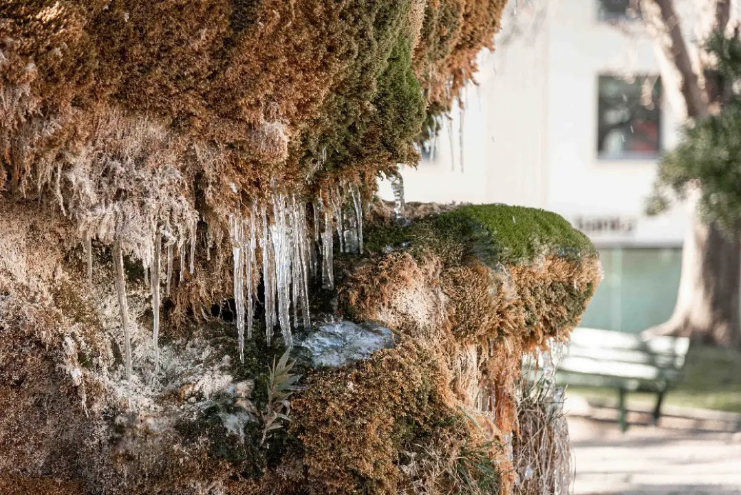 FOTO: Jutros je zaledila fontana kod Gospe vanka Grada: Nije bilo puno leda, a neće ga ni biti više ove zime